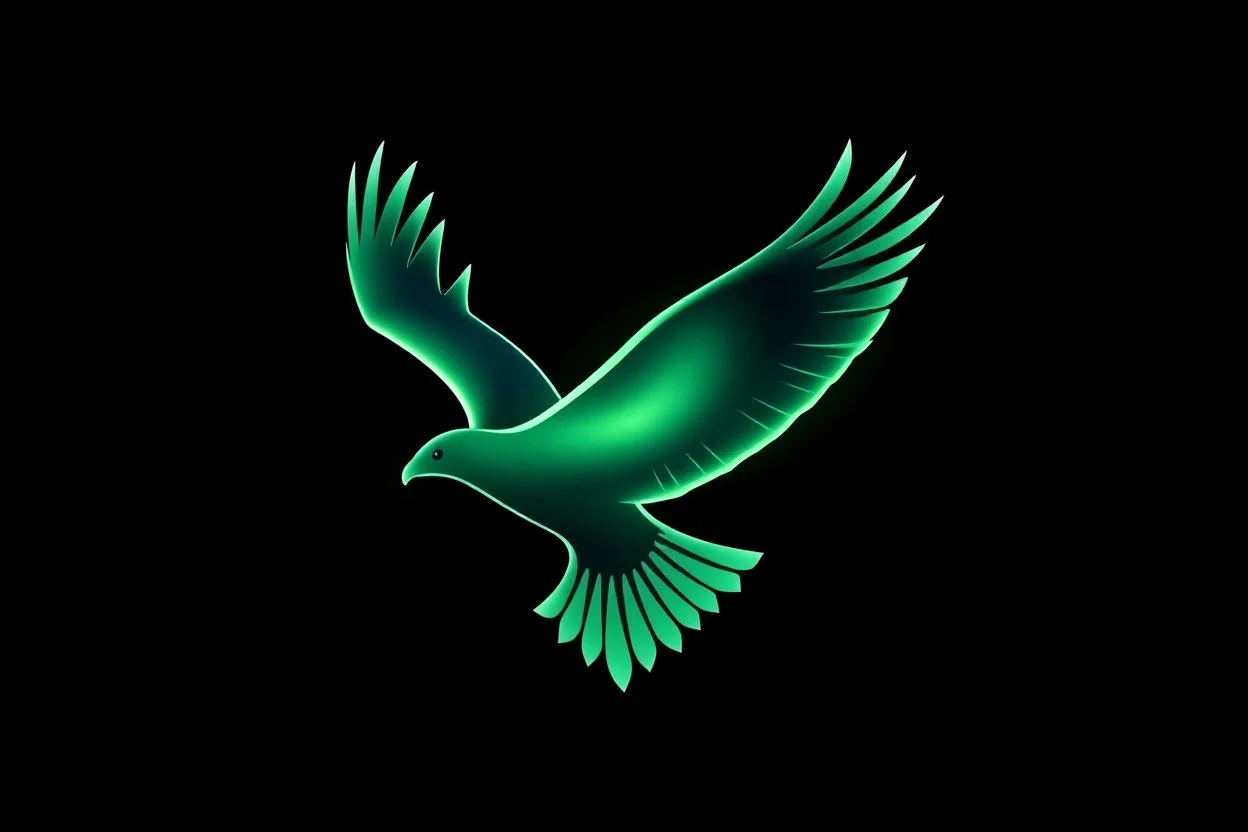 graphic shape of the aurora borealis with bottom edge resemblance to an eagle in flight. smooth vector on black