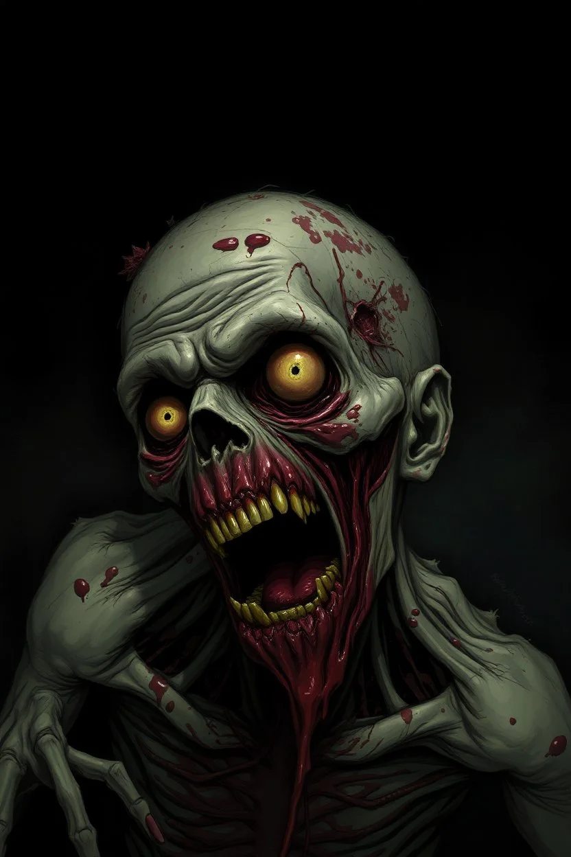 rotting zombie, digital illustration, by Martyn Turner, macabre