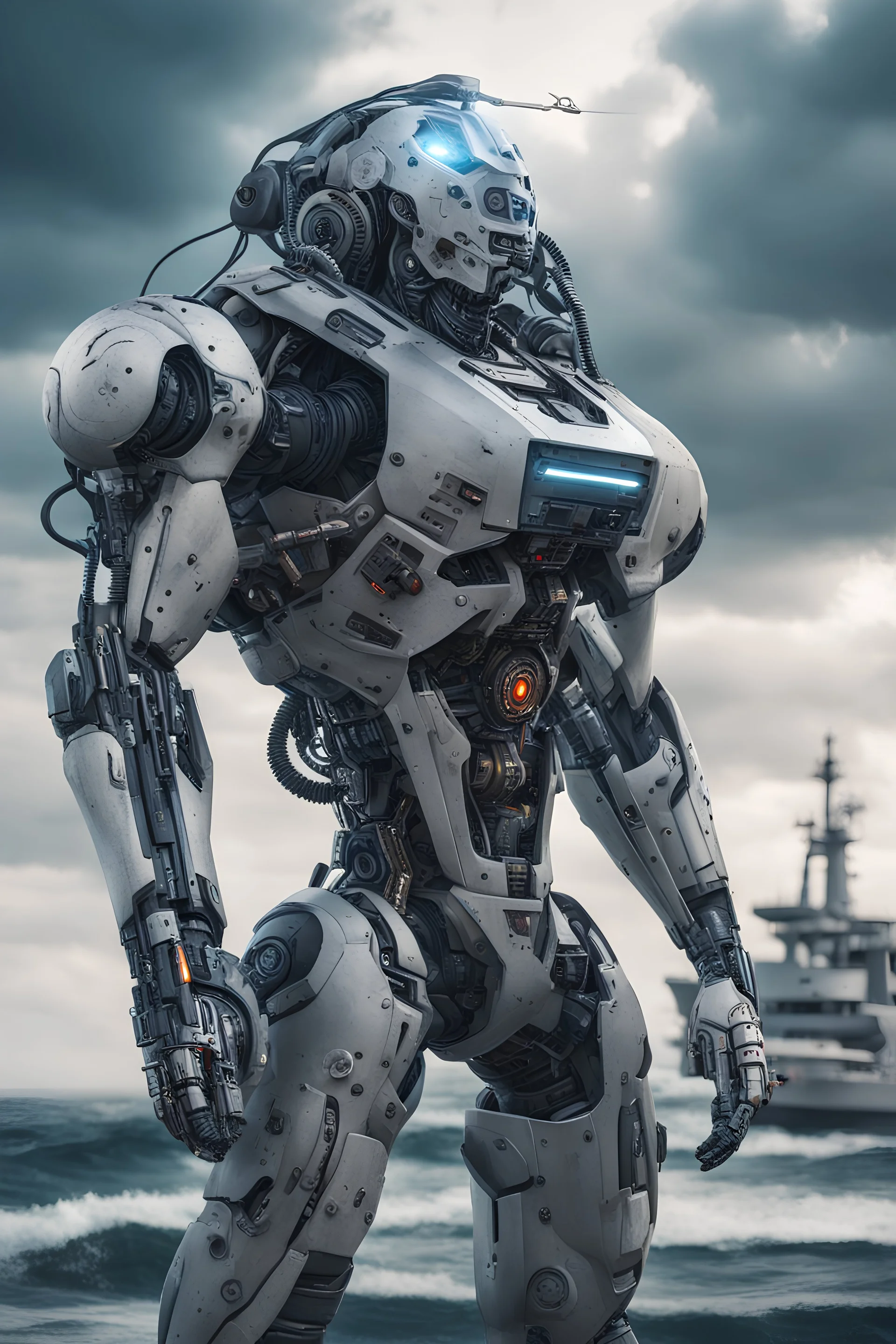 CYBORG WITH MARINE SHIP