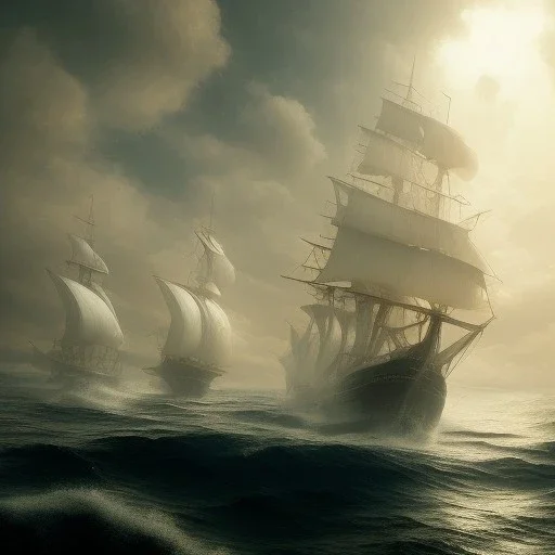 photo of a ultra realistic sailing ship, dramatic light, pale sunrise, cinematic lighting, battered, low angle, trending on artstation, 4k, hyper realistic, focused, extreme details, unreal engine 5, cinematic, masterpiece, art by studio ghibli, intricate artwork by john william turner