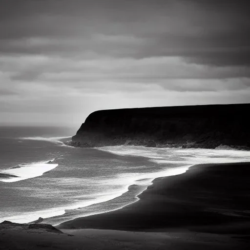 loneliness, emptiness, darkness, remoteness, cliff face on the coastline, storm waves