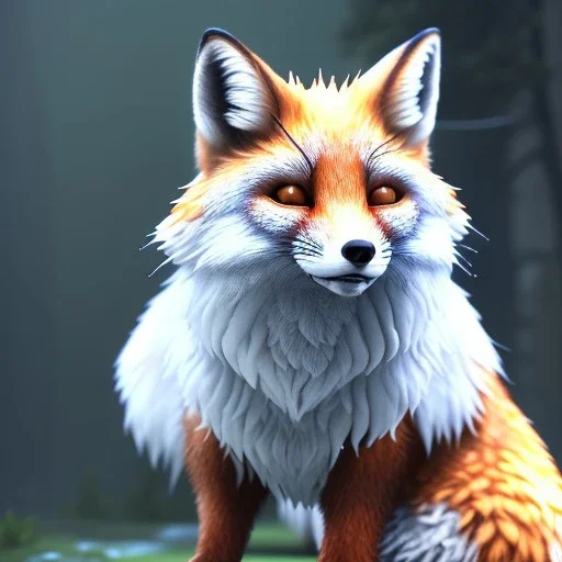 white cristaline fox side view whole body, 8k resolution, ultra hyperdetailed, Unreal Engine 5, ultra colourful, very small details, realistic, realistic lighting