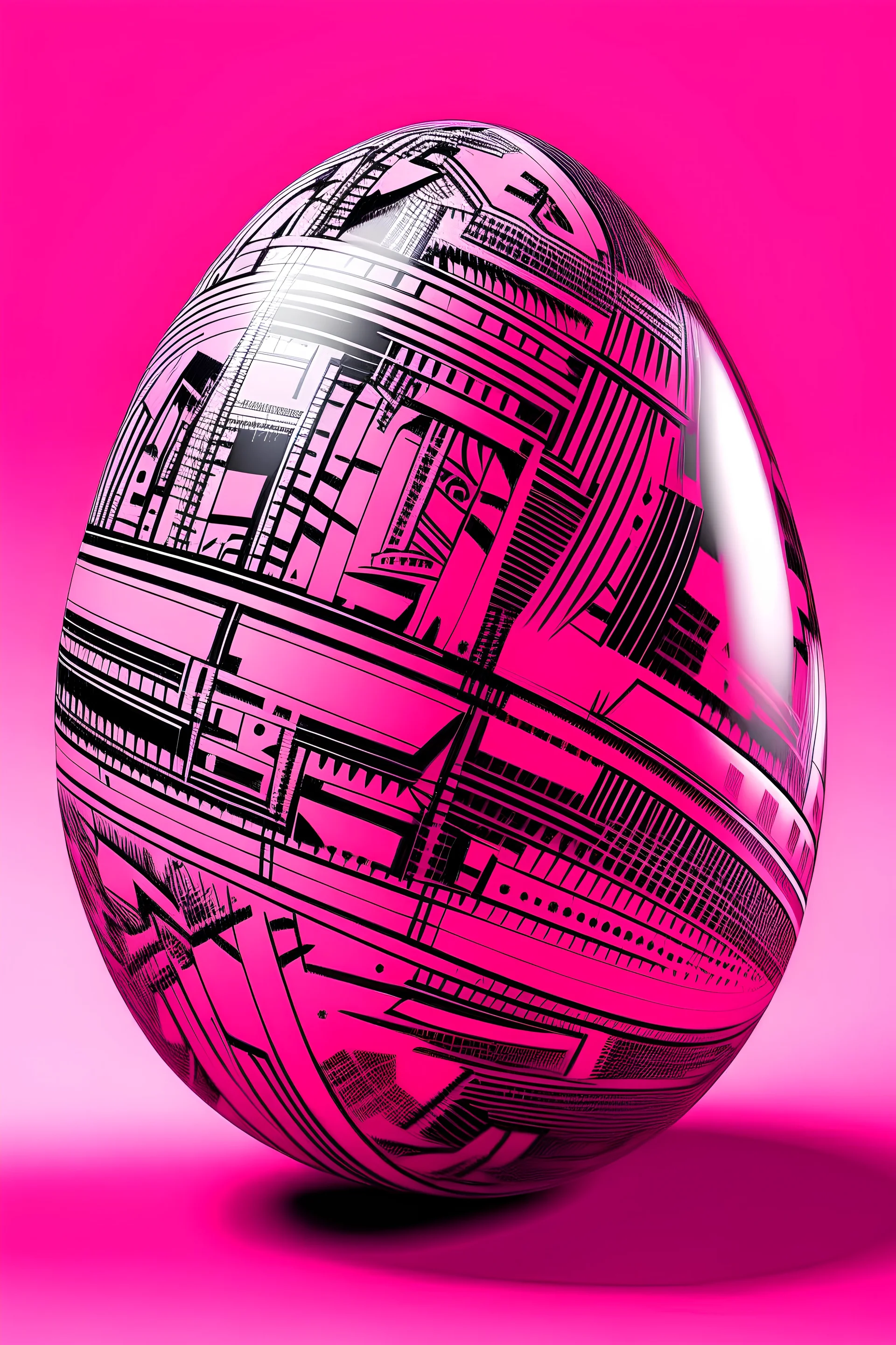 the image shows one Easter egg, egg graphics in a modern punk style, pink colors