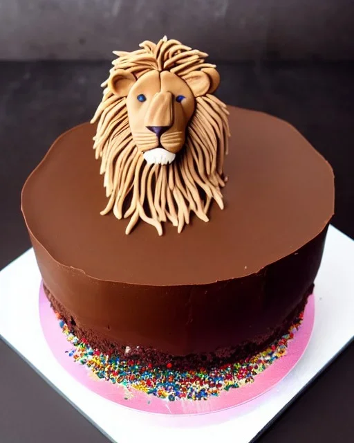 Lion aslan model made of Chocolate cake with sprinkles