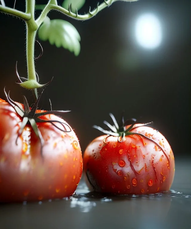 wet tomato, white background, eye level view, long shot, realistic image, smooth, god rays, unreal engine 5, ray tracing, RTX, lumen lighting, ultra detail, volumetric lighting.