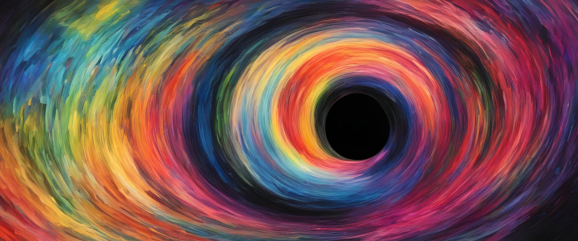 colorful, rainbow, A visually striking and abstract representation of the void and a black hole