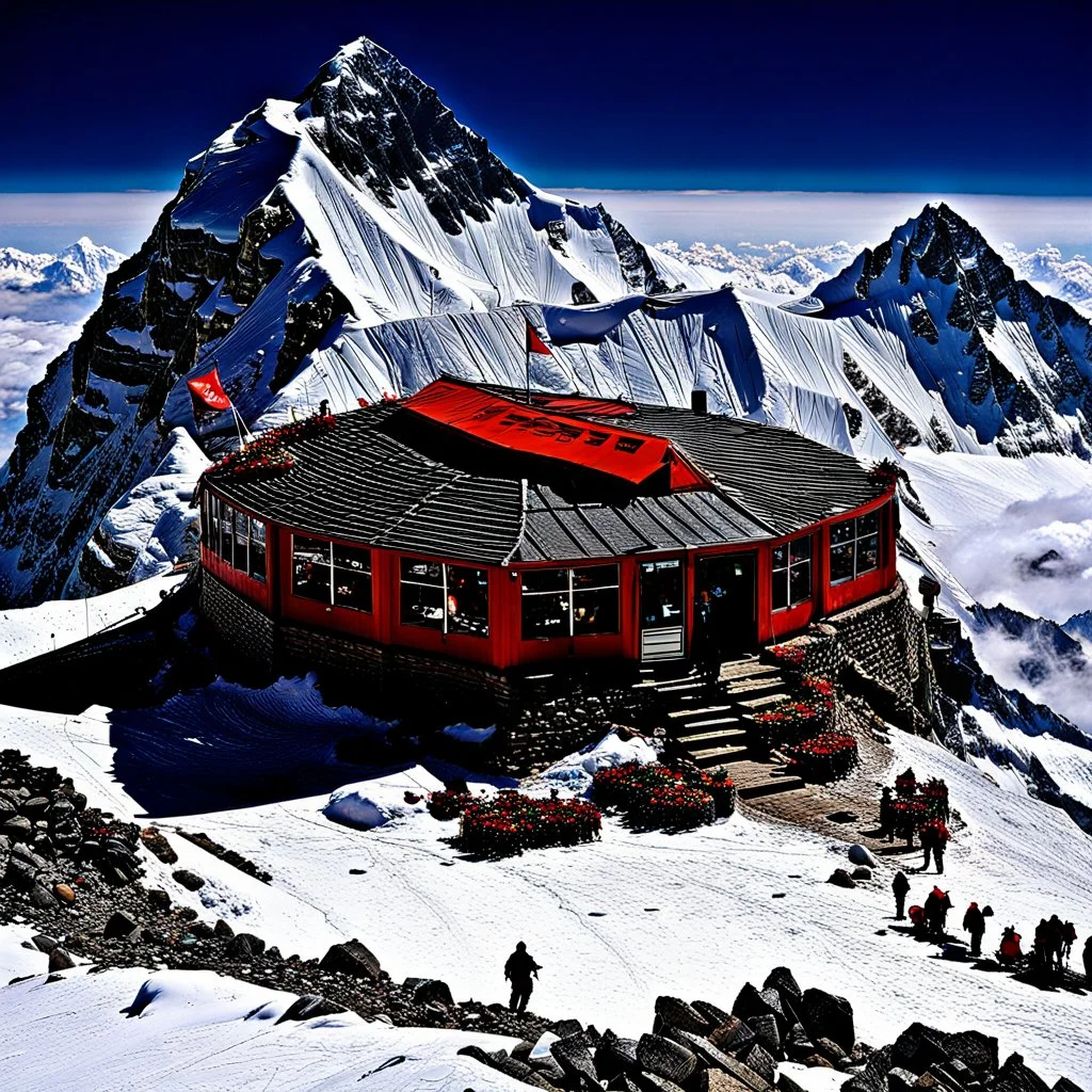 A restaurant on the summit of Mount Everest.