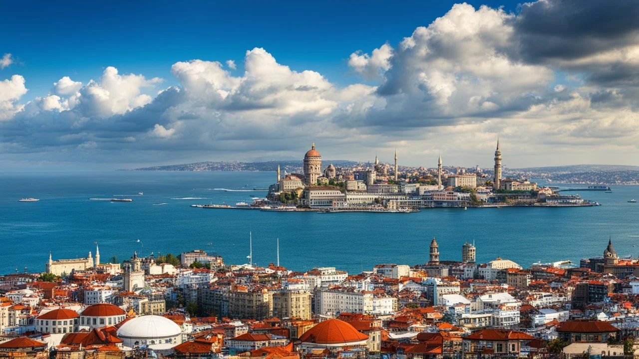 desktop wallpaper ,Istanbul turkey Kadikoy city sight seeing famous places ,blue sky nice clouds,