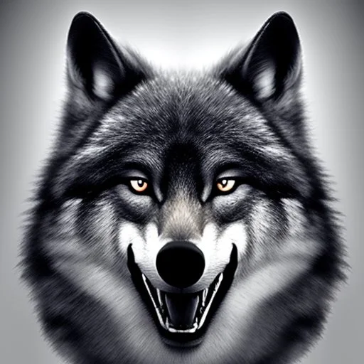 black alpha wolf baring teeth photorealistic