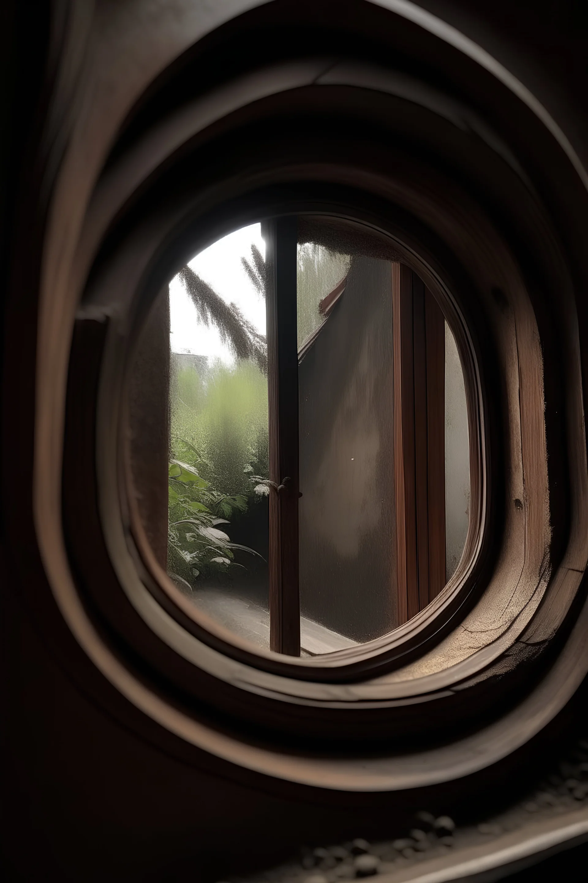 peering in through a window from the outside