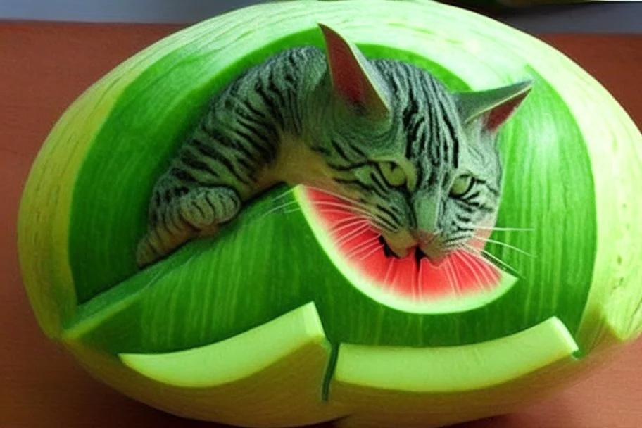 cat watermelon carving