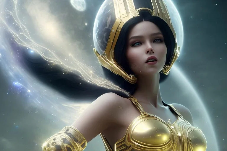  beautiful cosmic woman, long black hair, nice smiling, magic glamour make up, delicate colors, beautiful glamour galactique dress, ultra sharp focus, 8k, unreal engine 5, extremely sharp detail, light effect, soft light atmosphere of a spaceship, smooth, full of details, face in front, complete vision of face and hair and body