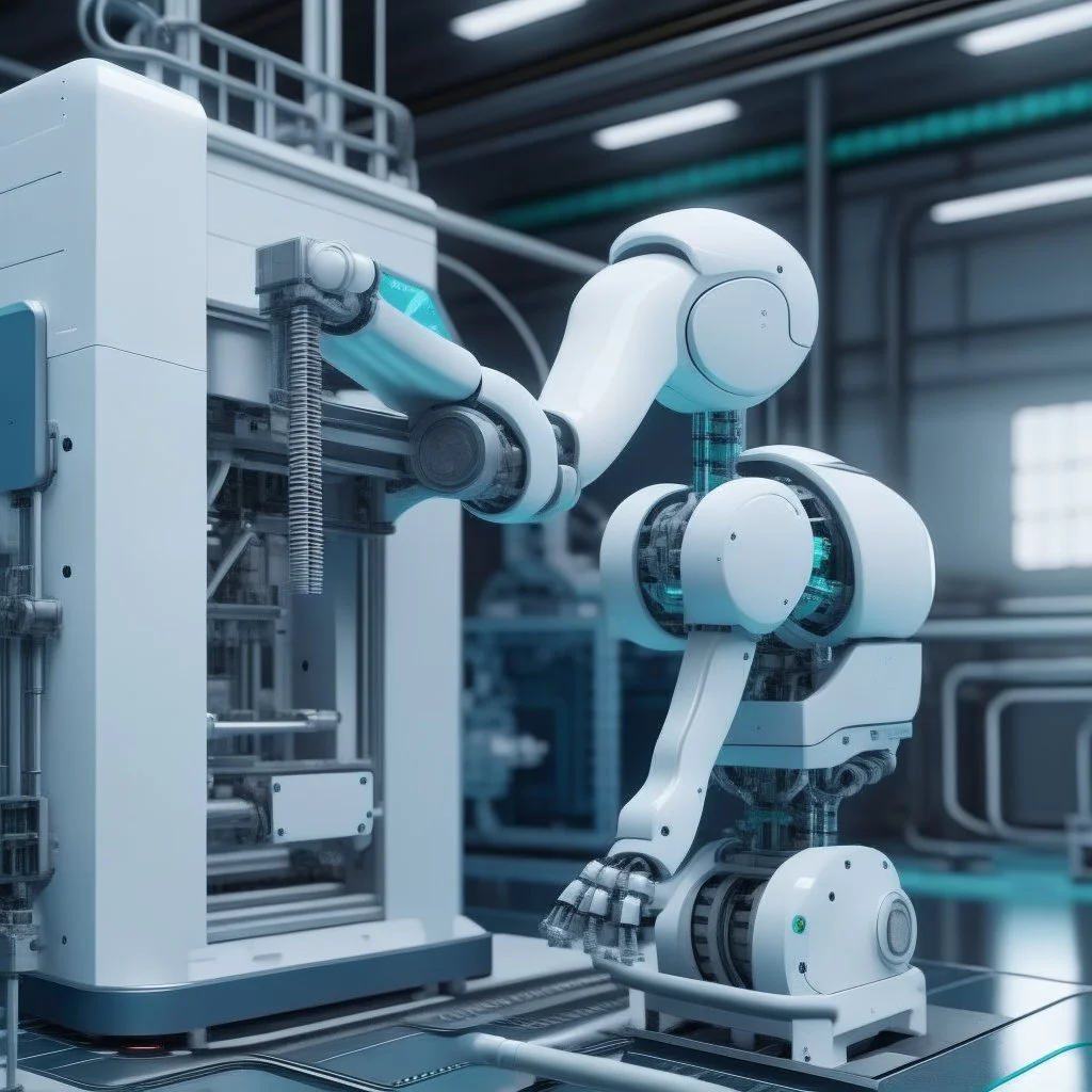 an industrial equipment powered by AI that is talking to the operator