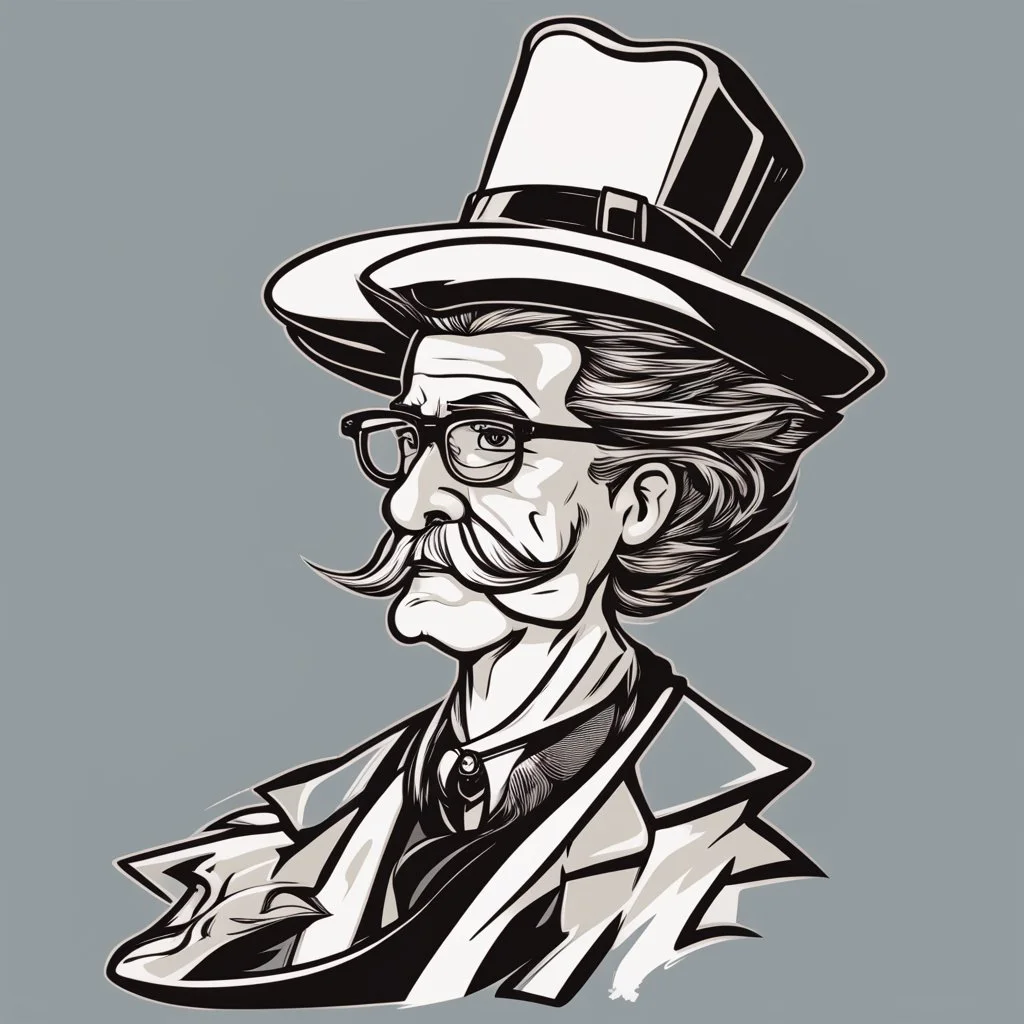 professor balthazar with a hat in style of logo