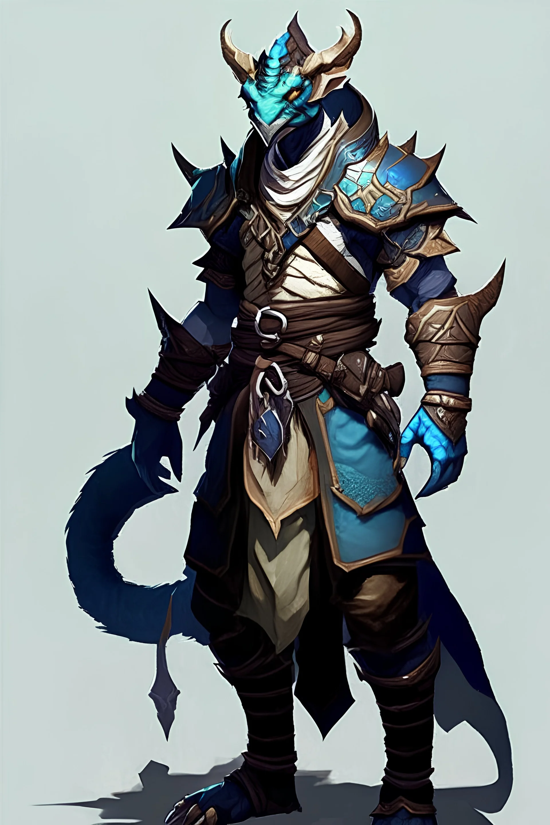 full body Male Gem Dragonborn in anime style monk