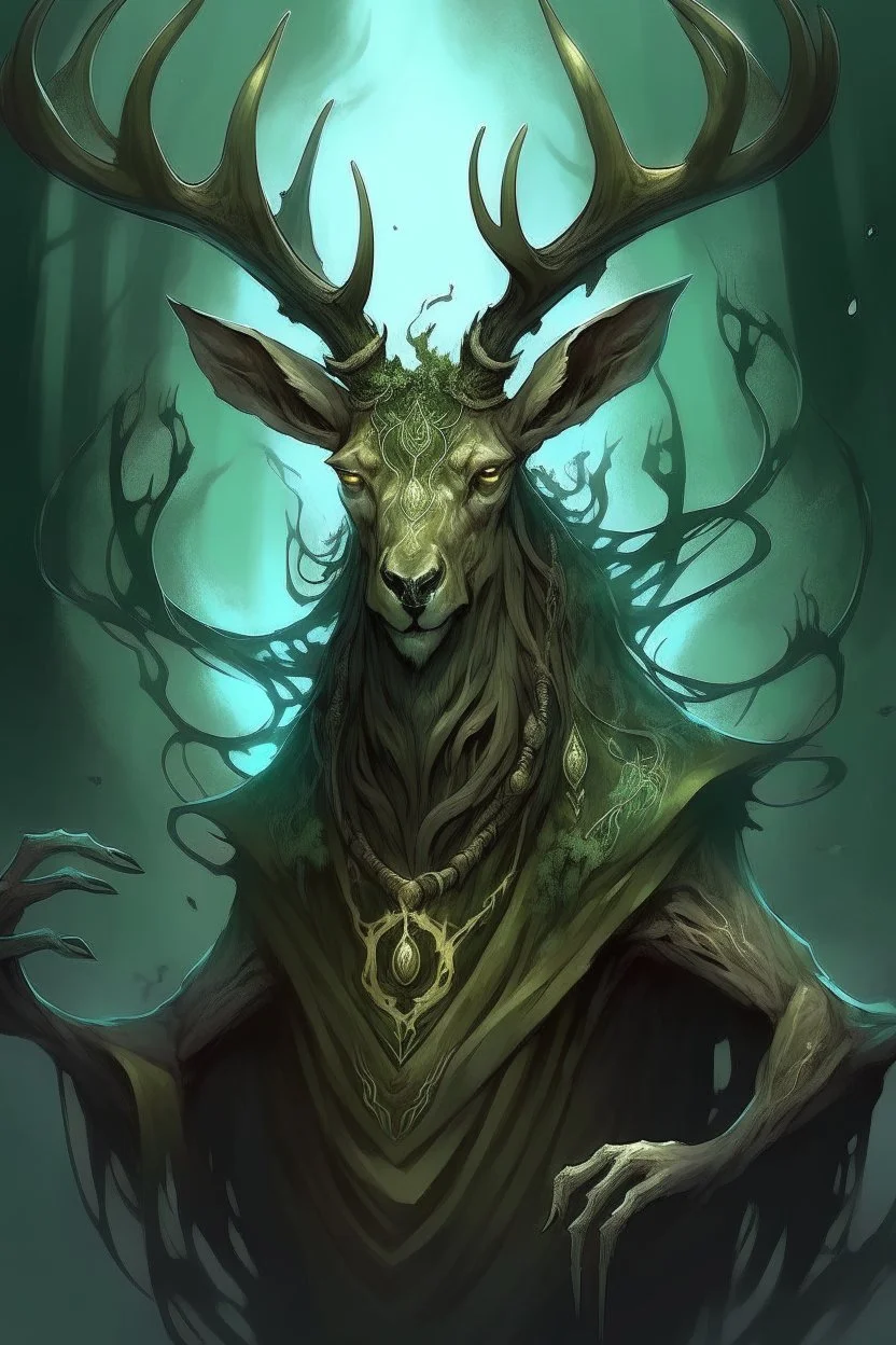 Eldritch deer god, Horrifying dnd artsyle