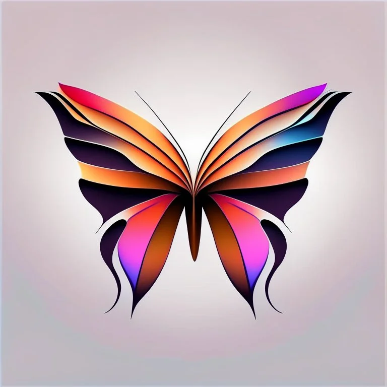 symetry!!, butterfly!!, logo, NFT, futuristic, colorful, curves, lines, shadow, simple, sideview, gradient