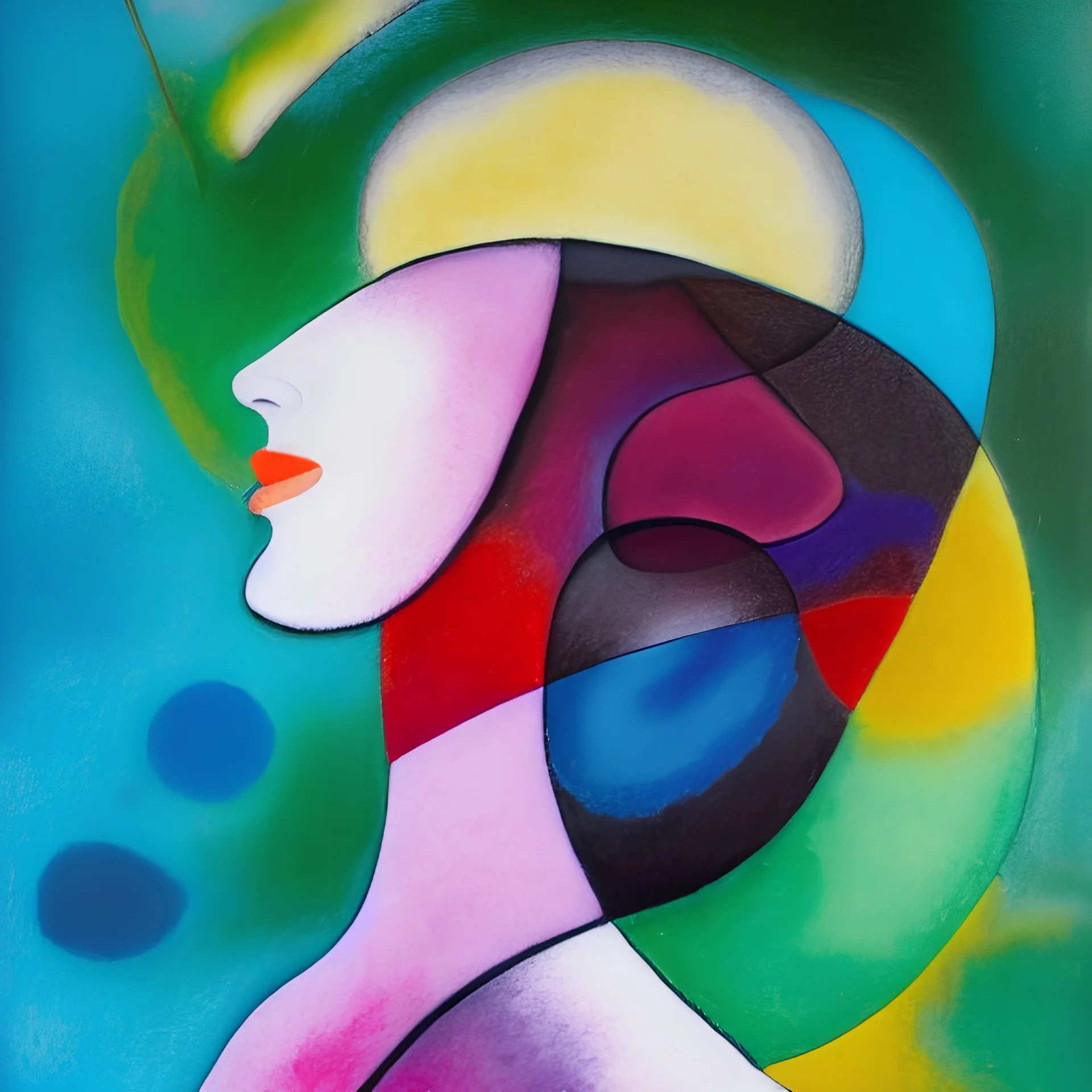 A beautiful girl in the style of Abstract Expressionism, fantasy, magic, three-dimensional, voluminous, symmetrical, artistic, 4K, 8K, Wassily Kandinsky, Paul Kole, Franz Mark