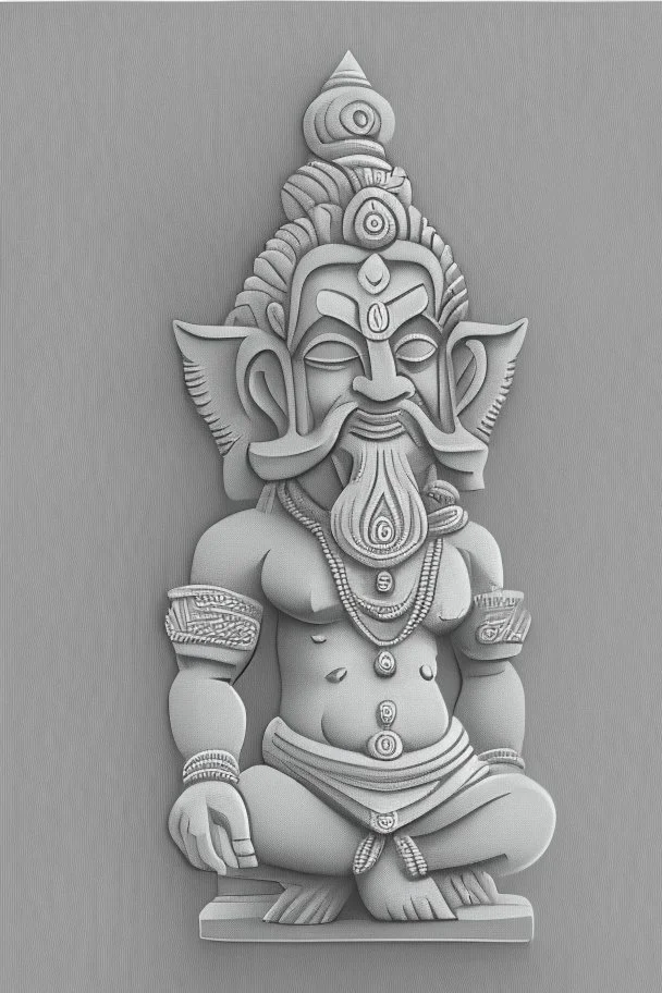 Hindu god Brahma，cute,sticker,Adobe Illustrator,grayscale,3D vector art,hand drawn, digital ,low-poly, retro aesthetic,Greek god with medium aesthetic theme, illustration, highly detailed, simple, smooth, clean vector, no jagged lines, smooth,