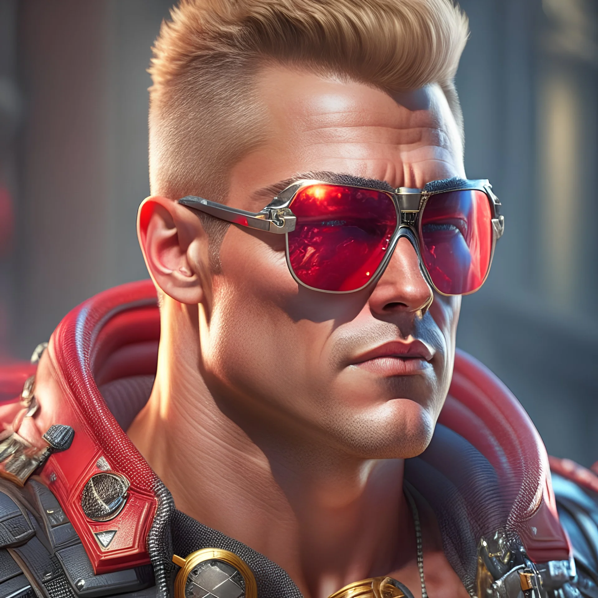 Photoreal Duke Nukem with shades