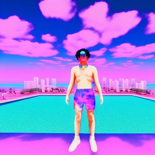 Vaporwave pool person