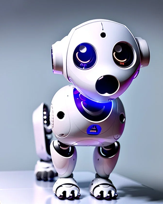 A robotic dog with an Apple logo called “iBots”, suggesting it’s made from an Apple product’s casing. Its glossy white and silver limbs are mechanically jointed, reflecting a scarabet’s anatomy. The design is a creative fusion of technology and organic form, compactly labeled “ibots.” Hyper detailled, hyper realistic, 4K, sharp render