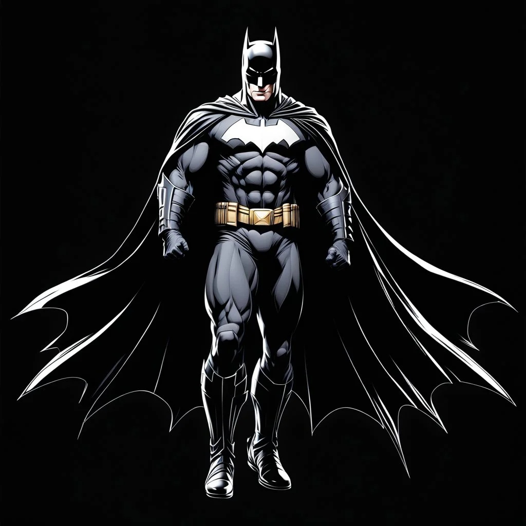 Batman, аrte lineal, fondo negro, cuerpo completo