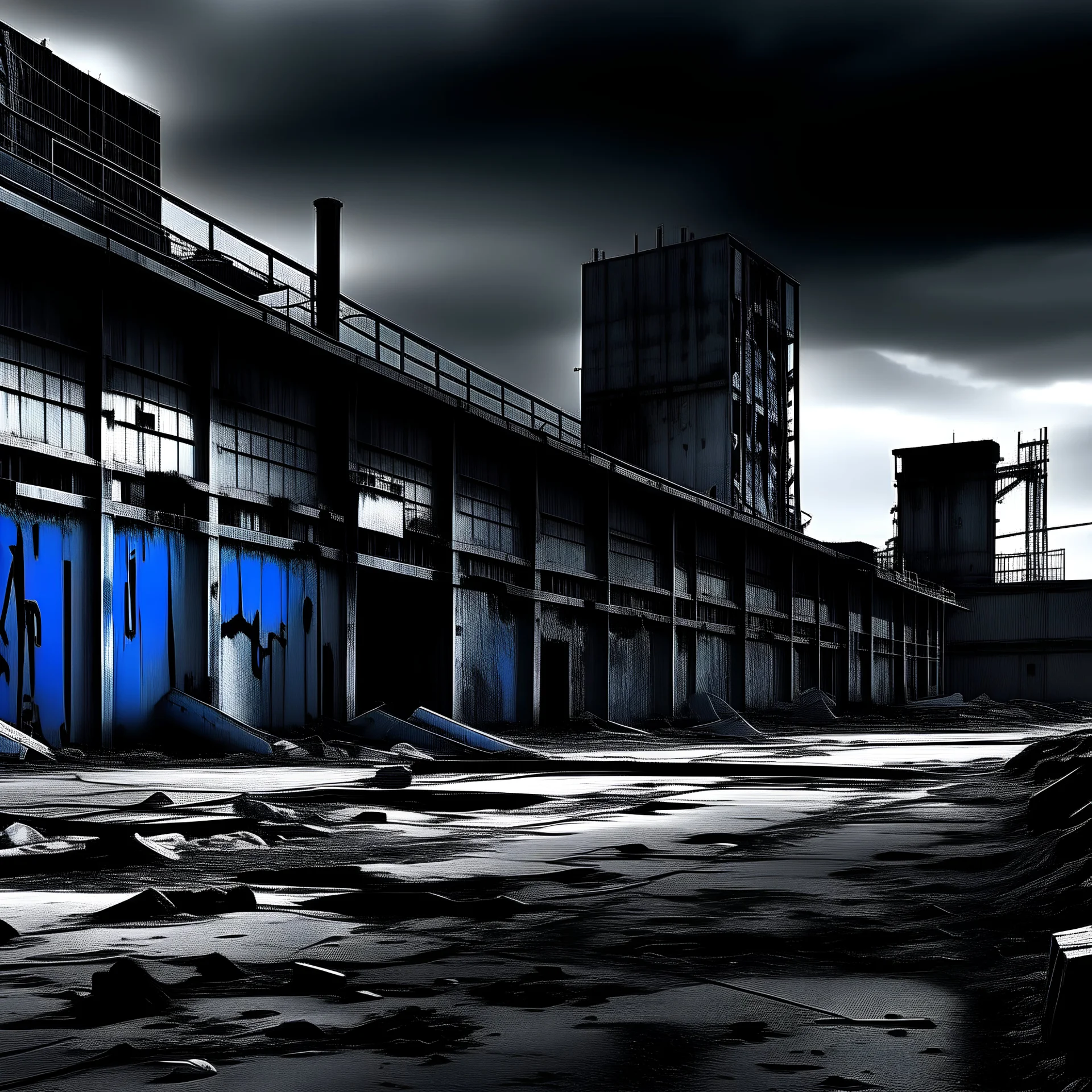 black white blue desolate dystopian