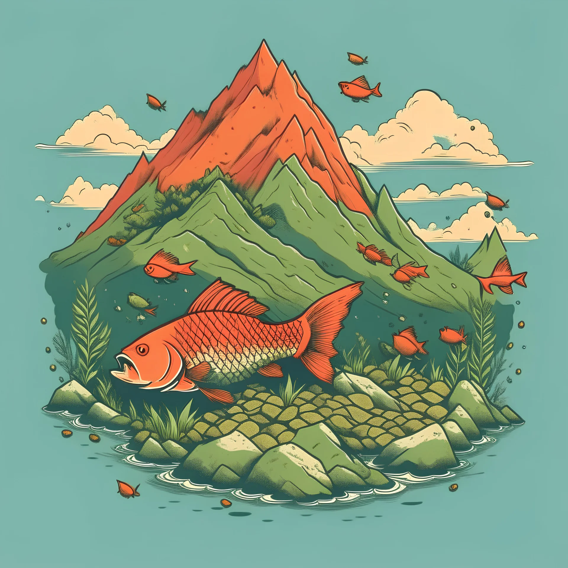 There are fish on the mountain