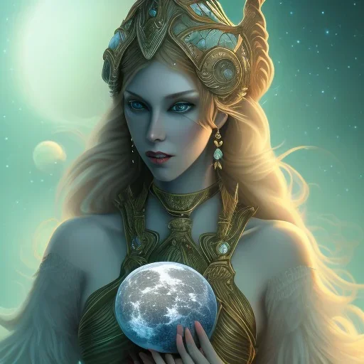  Artemis, the moon goddess, holding a sliver goblet