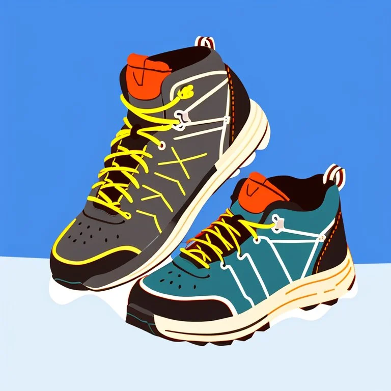 hand drawn line vector style of a hiking shoe, detailed