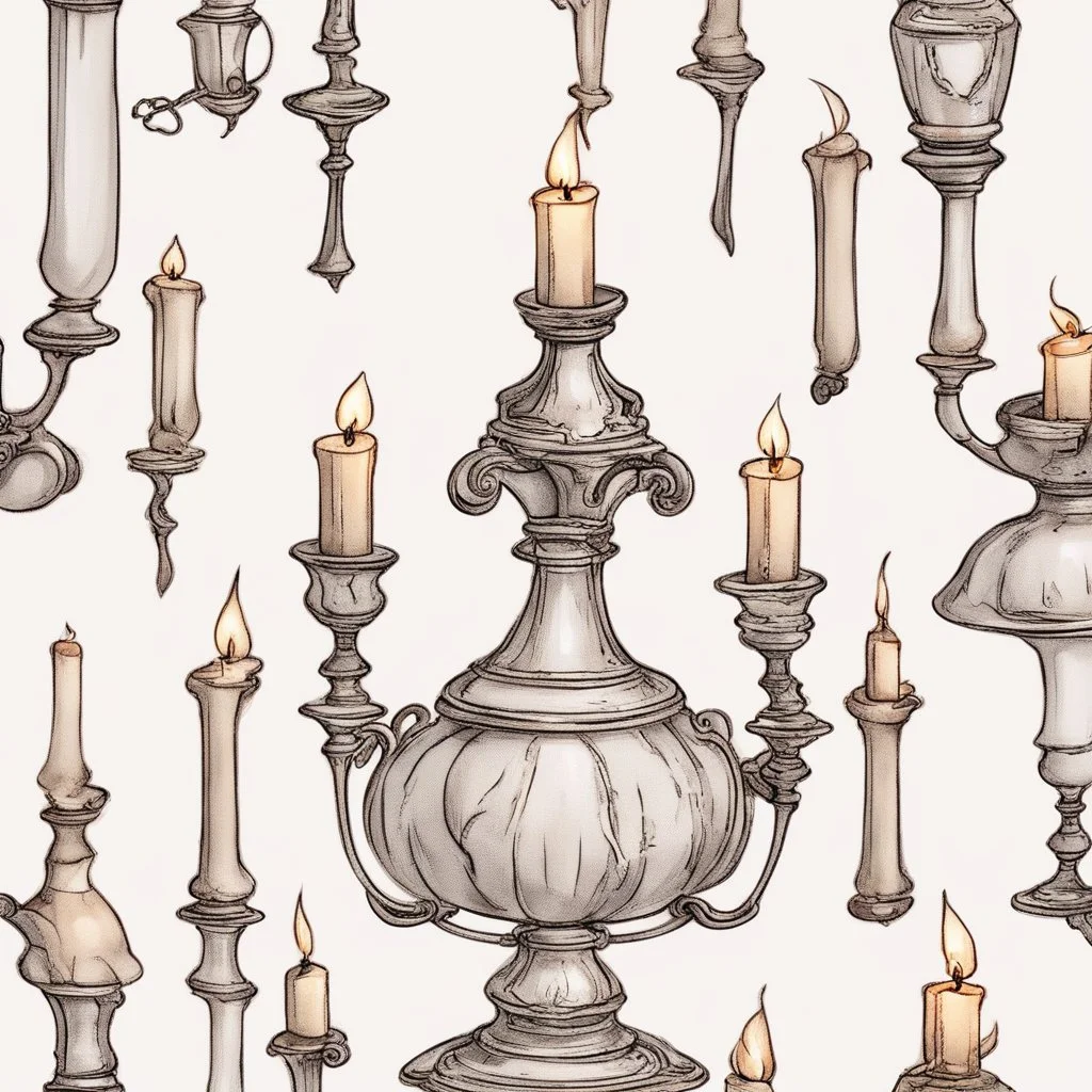 candlestick with burning candles from the movie Beauty and the Beast on a light background