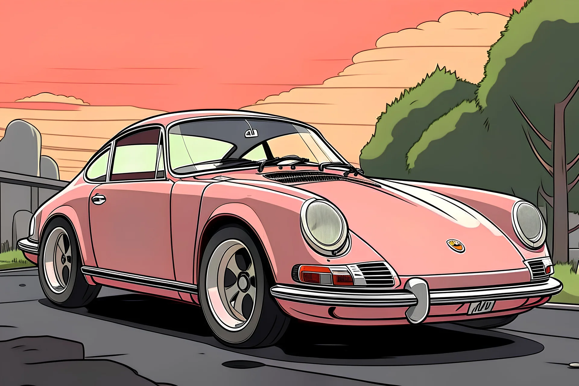 porsche 365 ghilbi anime style