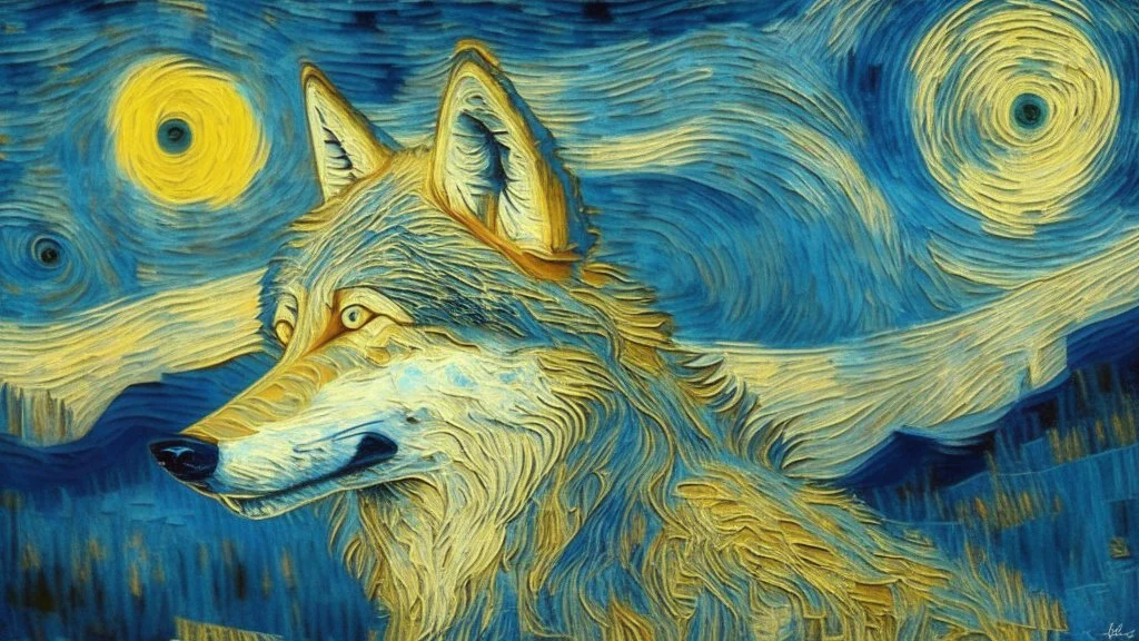 a wolf in van gogh style