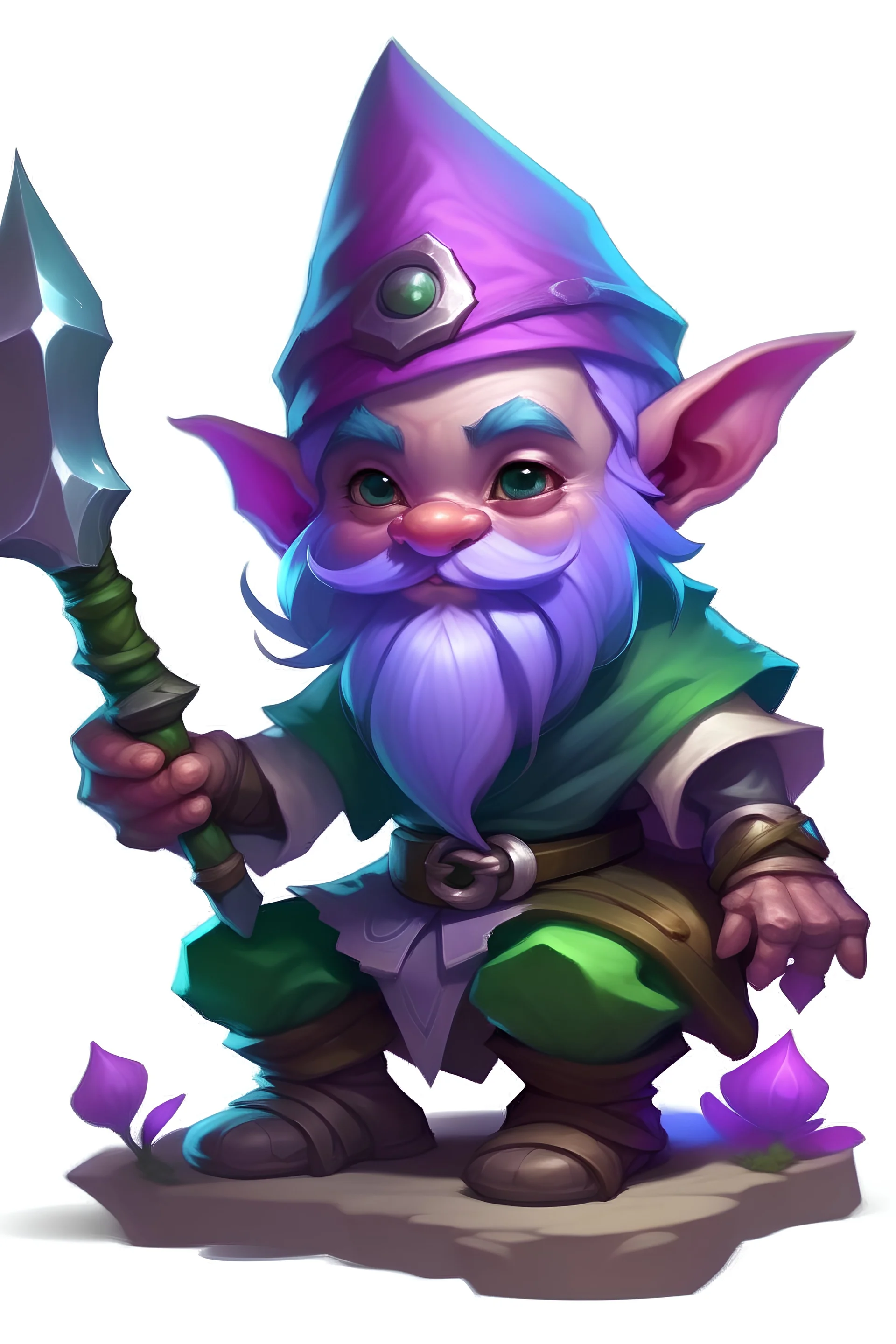 dnd Girly Gnome Rogue with psychic purple daggers