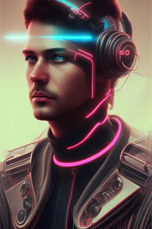 cyberpunk, head, men, portrai, tron