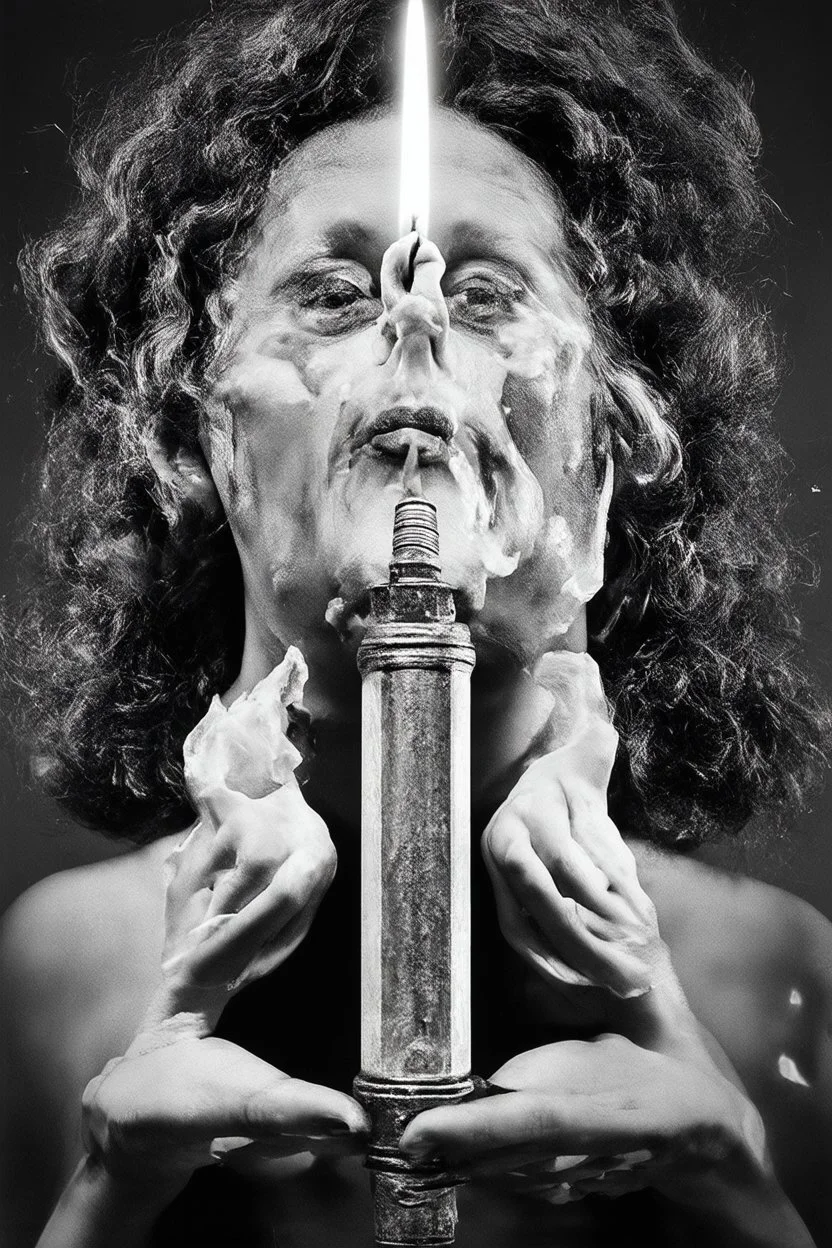 face melting light saber candle INFINATE MONEY GLITCH in the style of Eileen Agar surrealism black and white devinci
