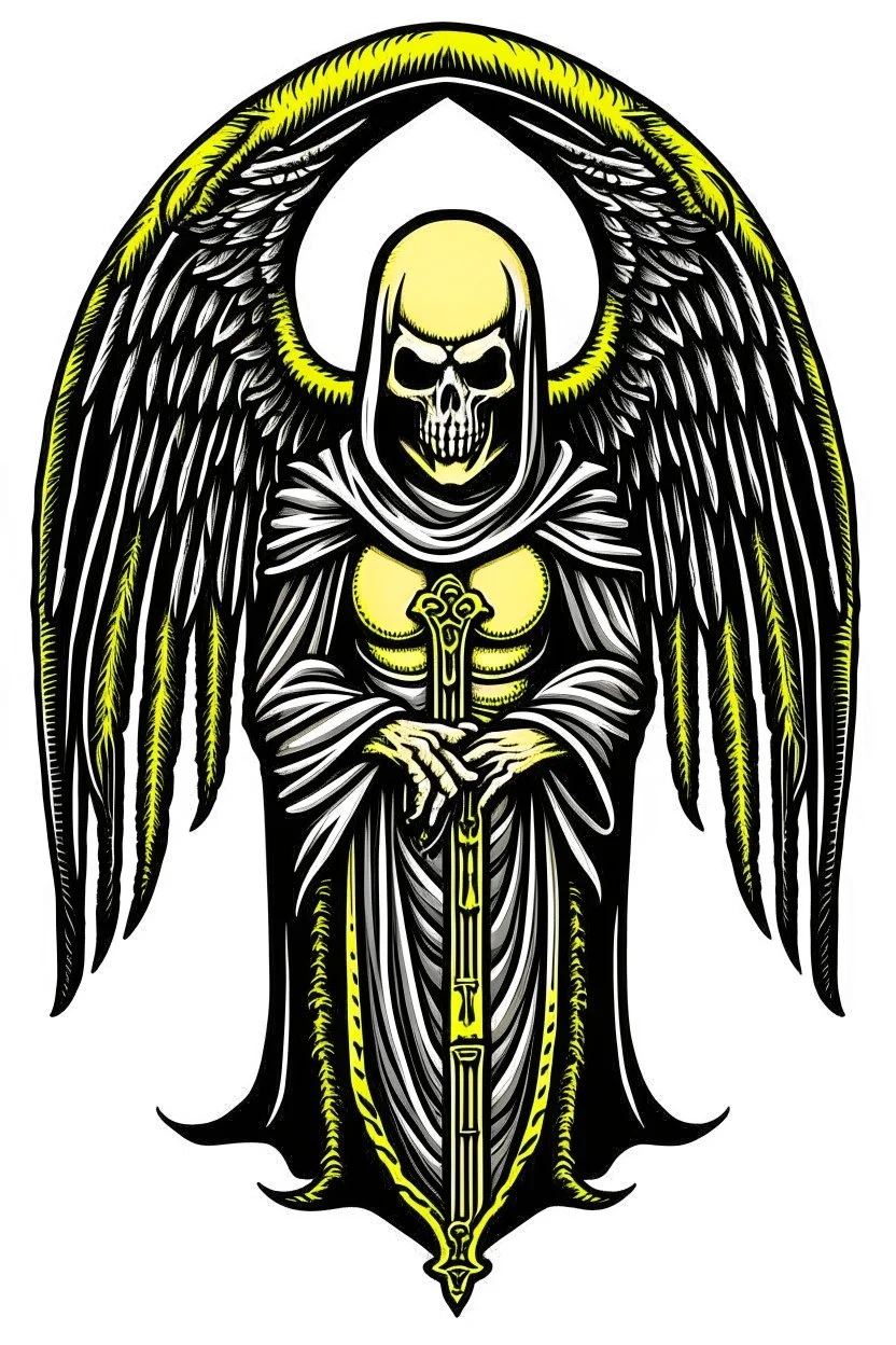 A coat of arms featuring the angel of death, simple