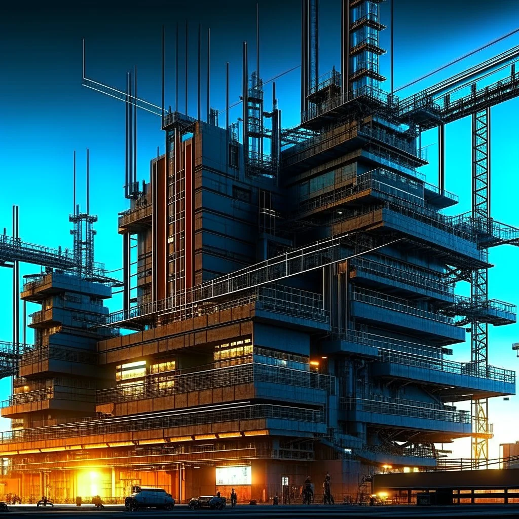 cyberpunk retro futuristic construction crain for comics
