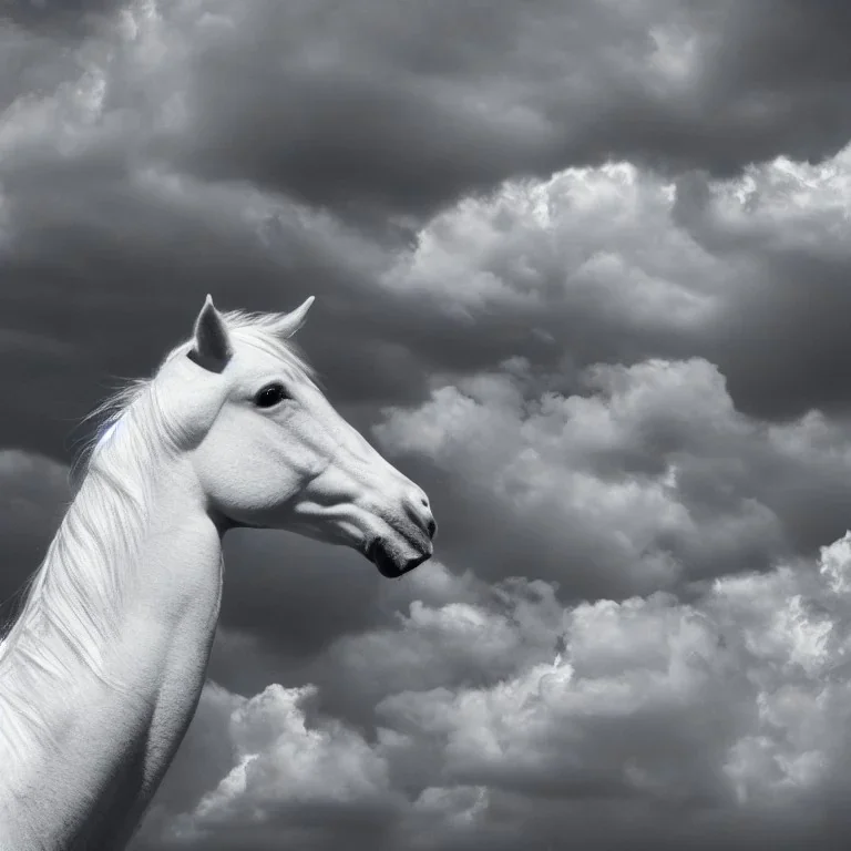 Jesus Christ, white horse, clouds