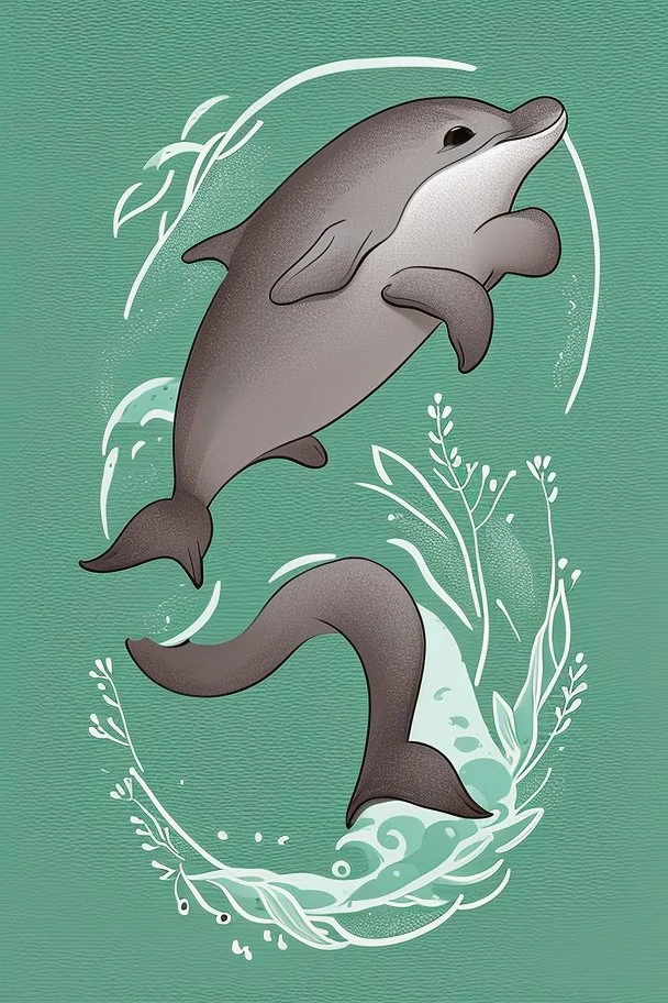 A delightful coloring page design showcasing an adorable baby dolphin in a charmingly naive art style. The artist has skillfully created a whimsical scene with minimal details and a focus on bold, thick black outlines. The endearing fox, prominently positioned in the center, is the highlight of this illustration. The all-white background beautifully complements the simplistic design, allowing young artists to unleash their creativity. As the baby fox takes center stage, a subtle hint of its