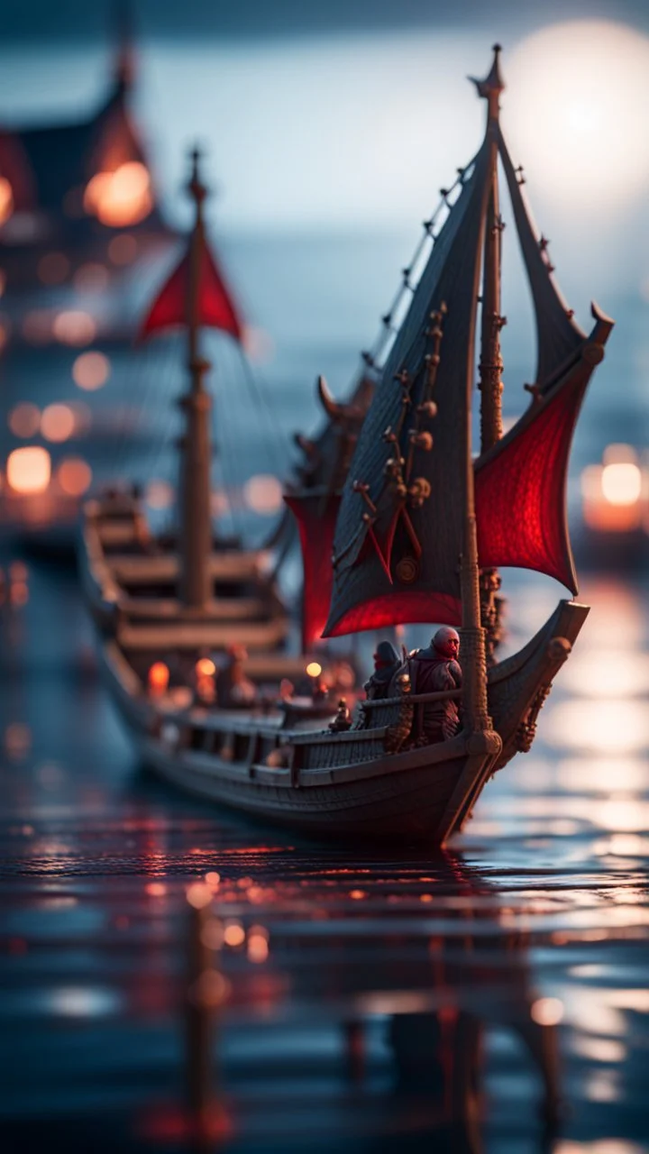 vampire viking ship, on a glass pier cat walk,bokeh like f/0.8, tilt-shift lens 8k, high detail, smooth render, down-light, unreal engine, prize winning