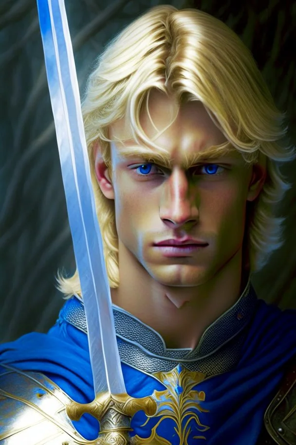 young blond adult royal swordsman