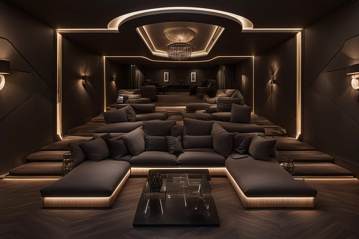 home cinema room with LED lighting in the walls make sure the room is completely symmetrical