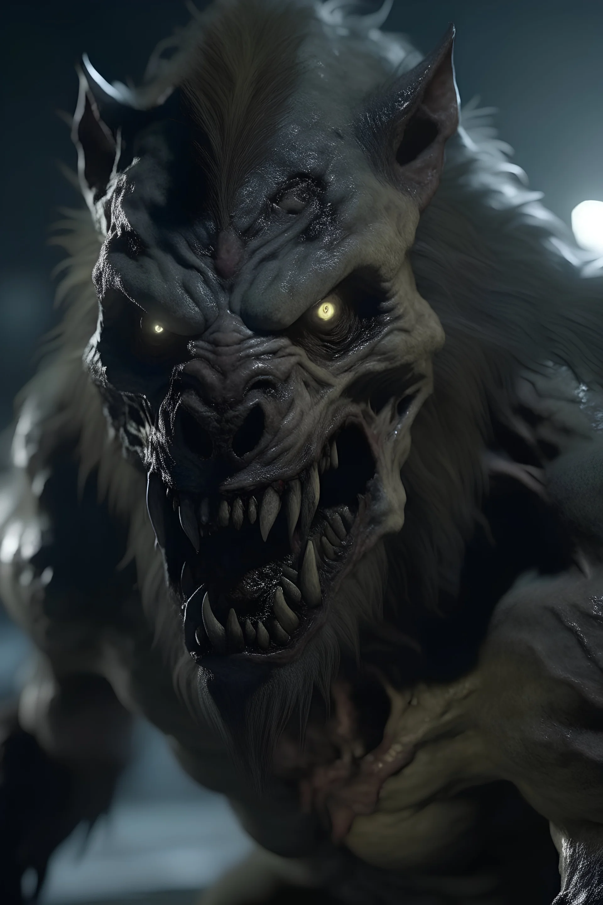 agressive looking zombie werewulf cinematic