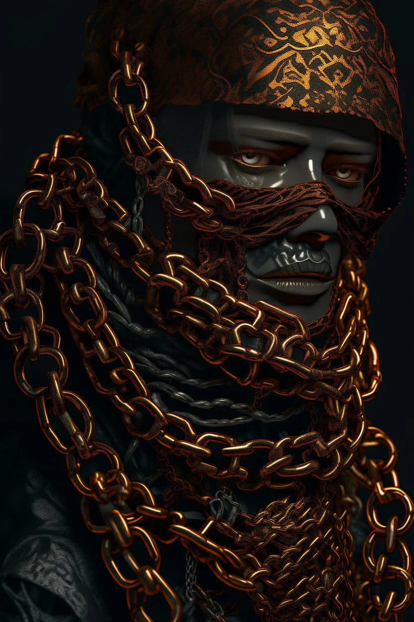 nightmares paint style Title: "a woman wearing a cloths made out from iron chains , had mask on her mouth , insanely detailed octane render trending on artstation,white background , 8k artistic photography, photorealistic concept art, soft natural volumetric cinematic perfect light, chiaroscuro, award-winning photograph, masterpiece, oil on canvas, Raphael, Caravaggio, Greg Rutkowski, people, beksinski, Giger