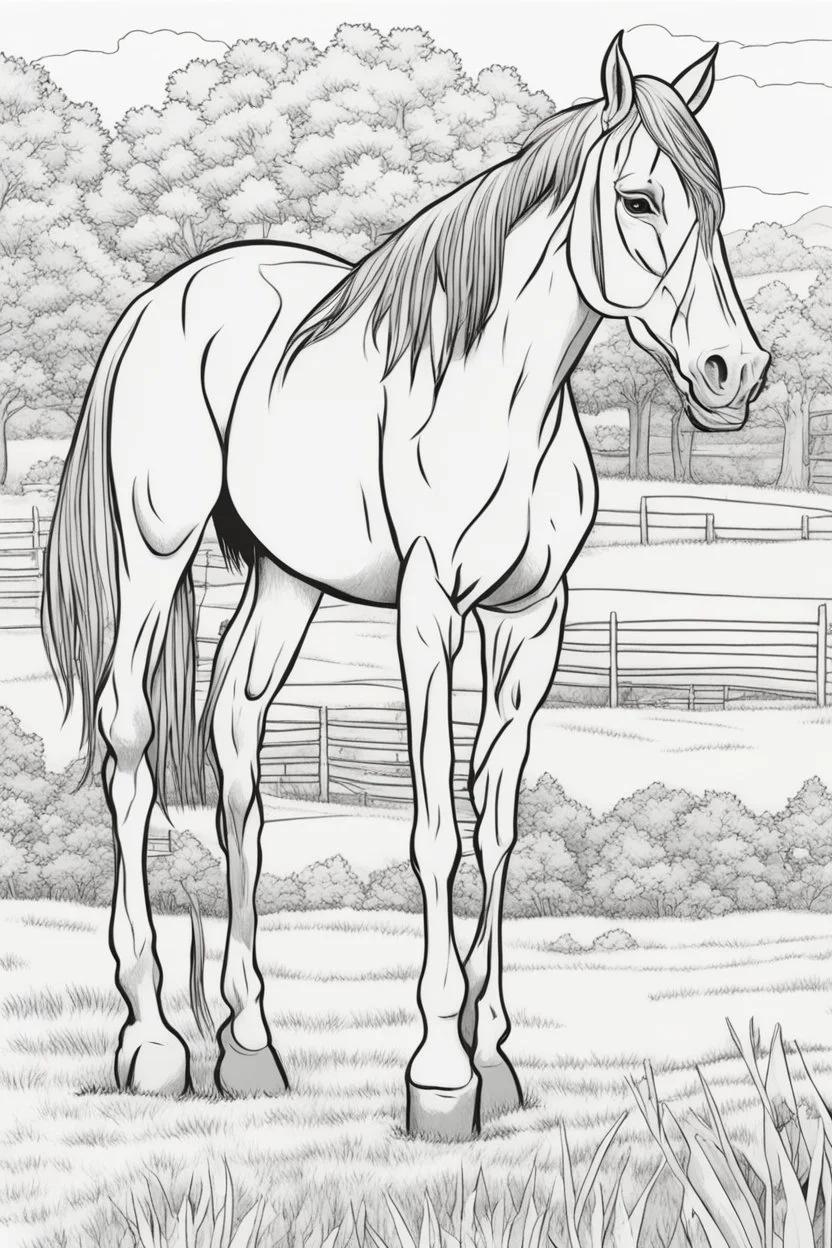 horse in paddock coloring page