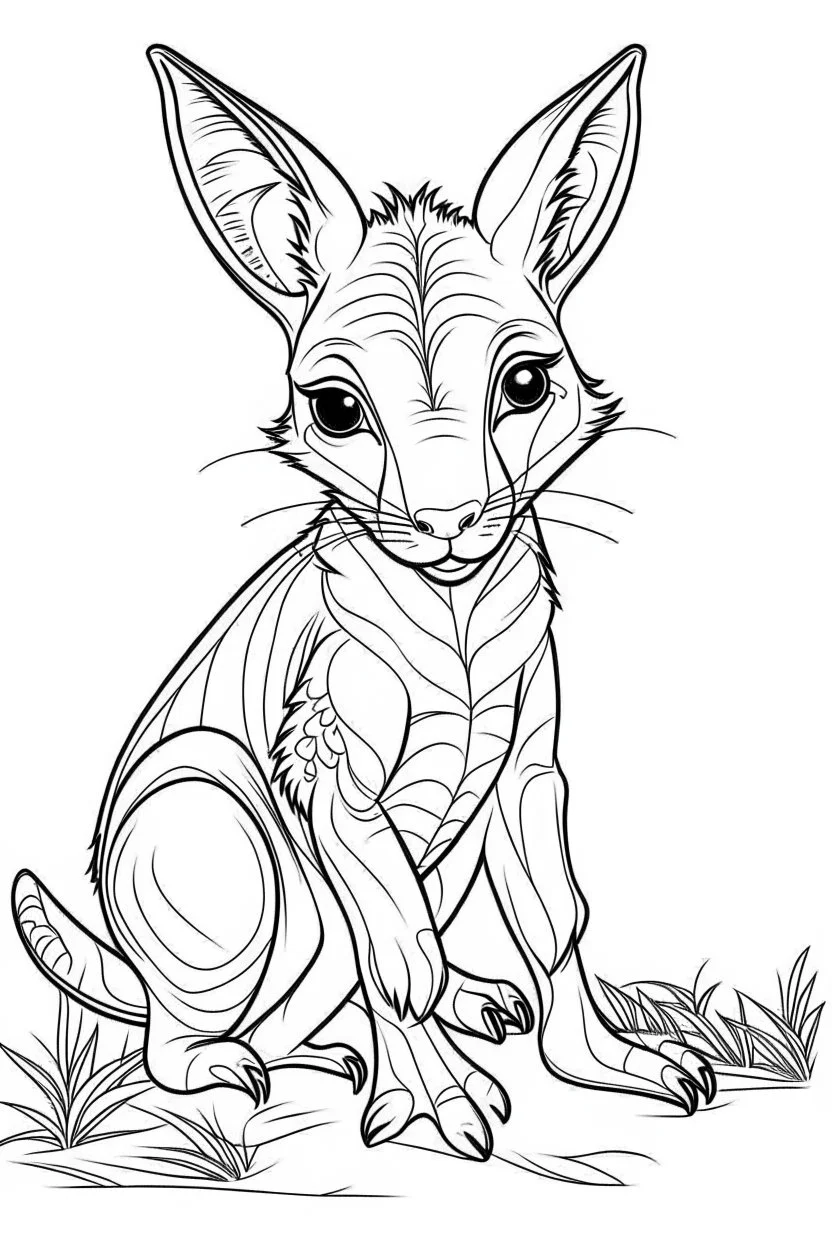 outline art for Kangaroo Joey coloring pages with sitch, white background, Sketch style, full body, only use outline, toddlers style, clean line art, white background, no shadows and clear and well outlined.