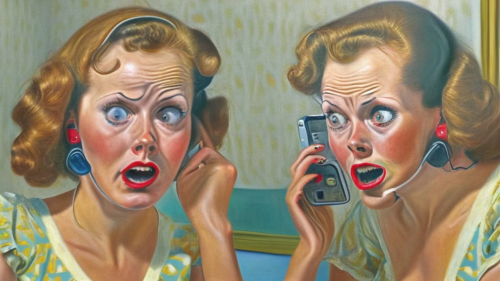 lady's twin sister talking to her on the phone