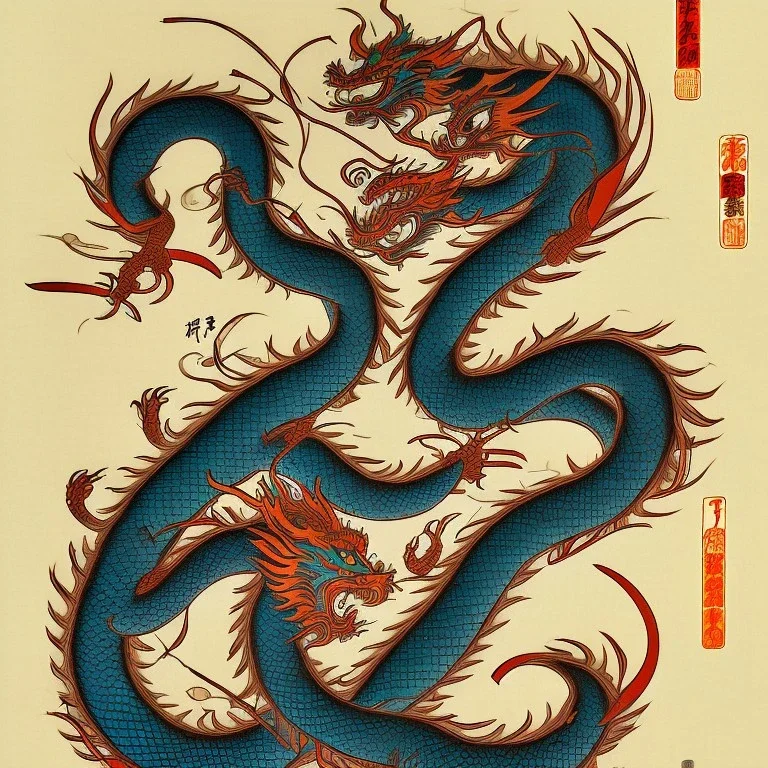 Ukiyo-e style dragon